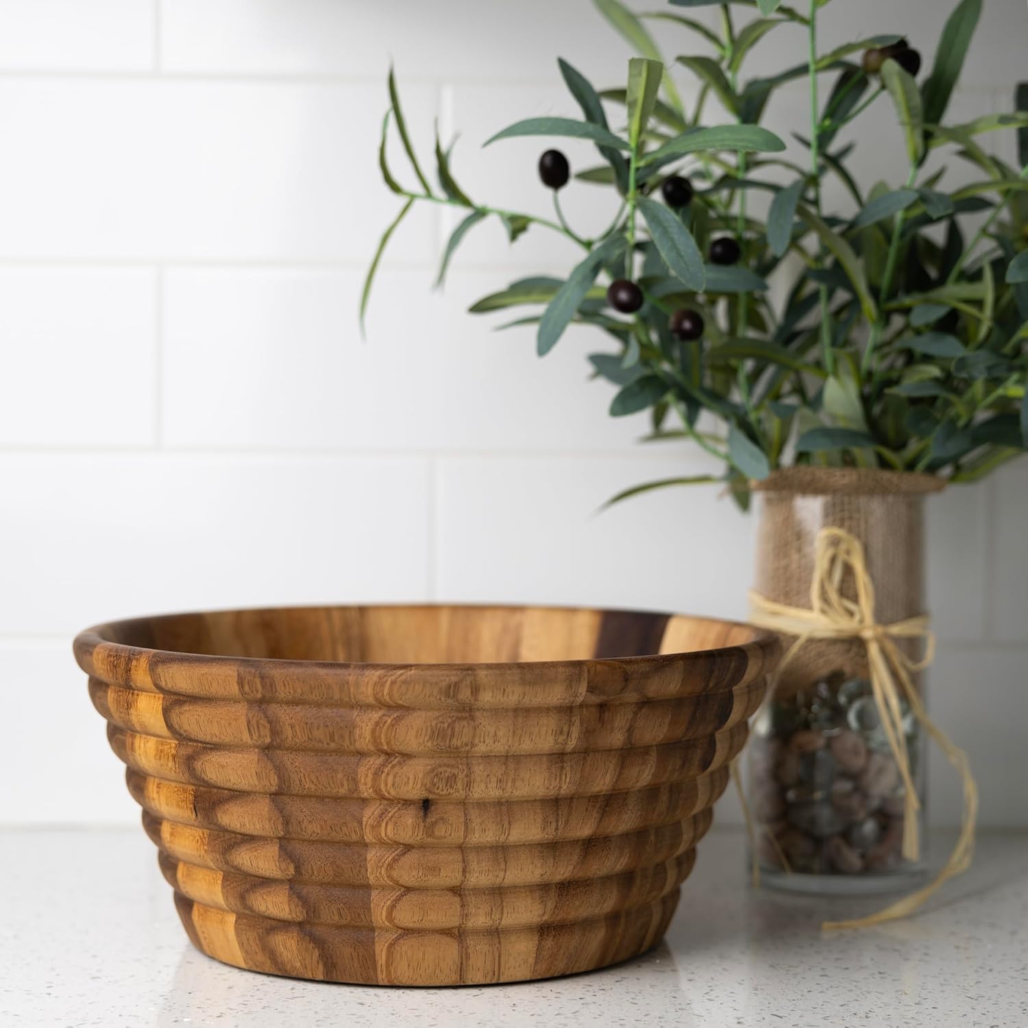 Ironwood Beehive Acacia Wood Salad and Fruit Serving Bowl 12 Inch