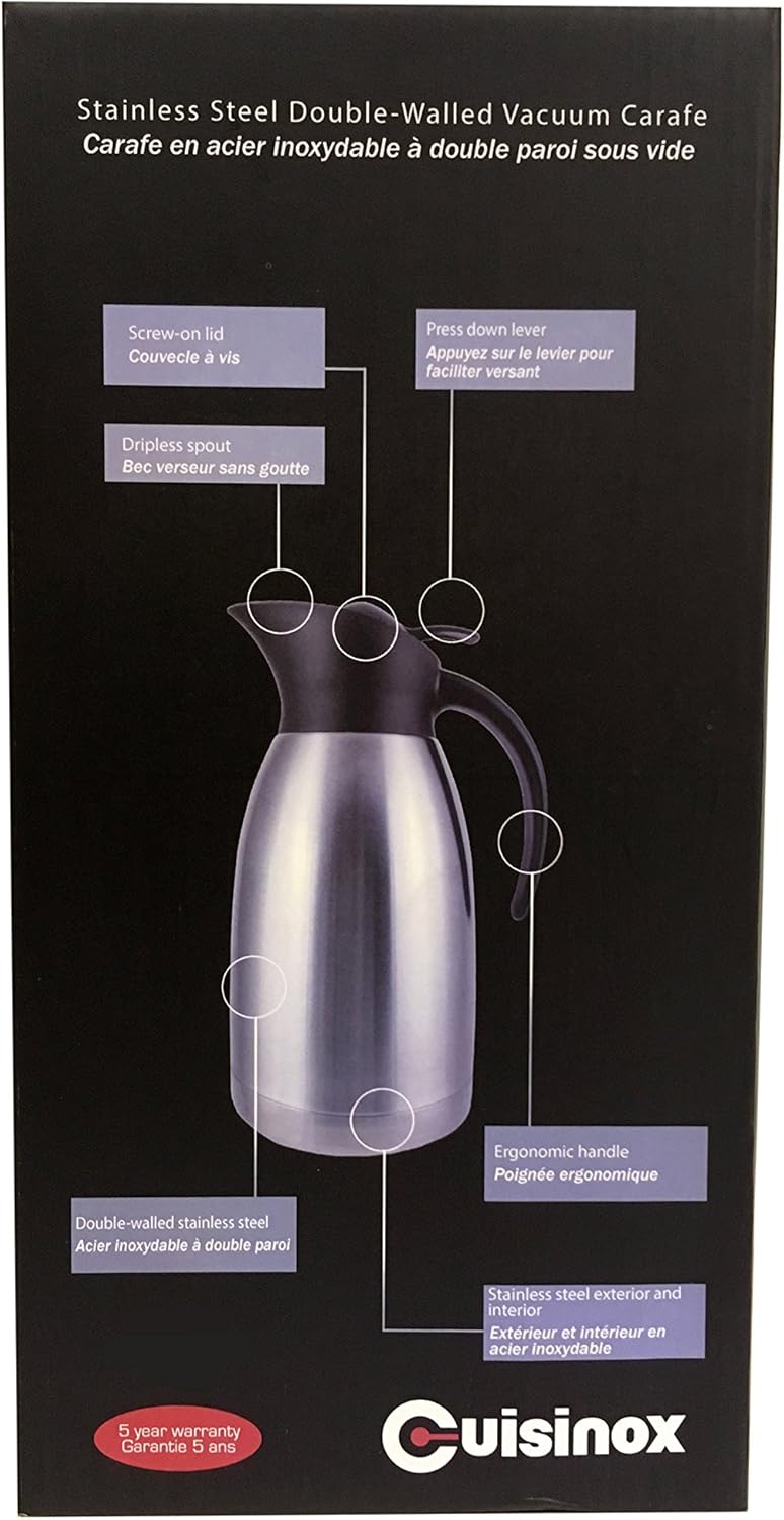 Cuisinox Stainless Steel Vacuum Insulated Carafe – 2L by Kitchen Niche