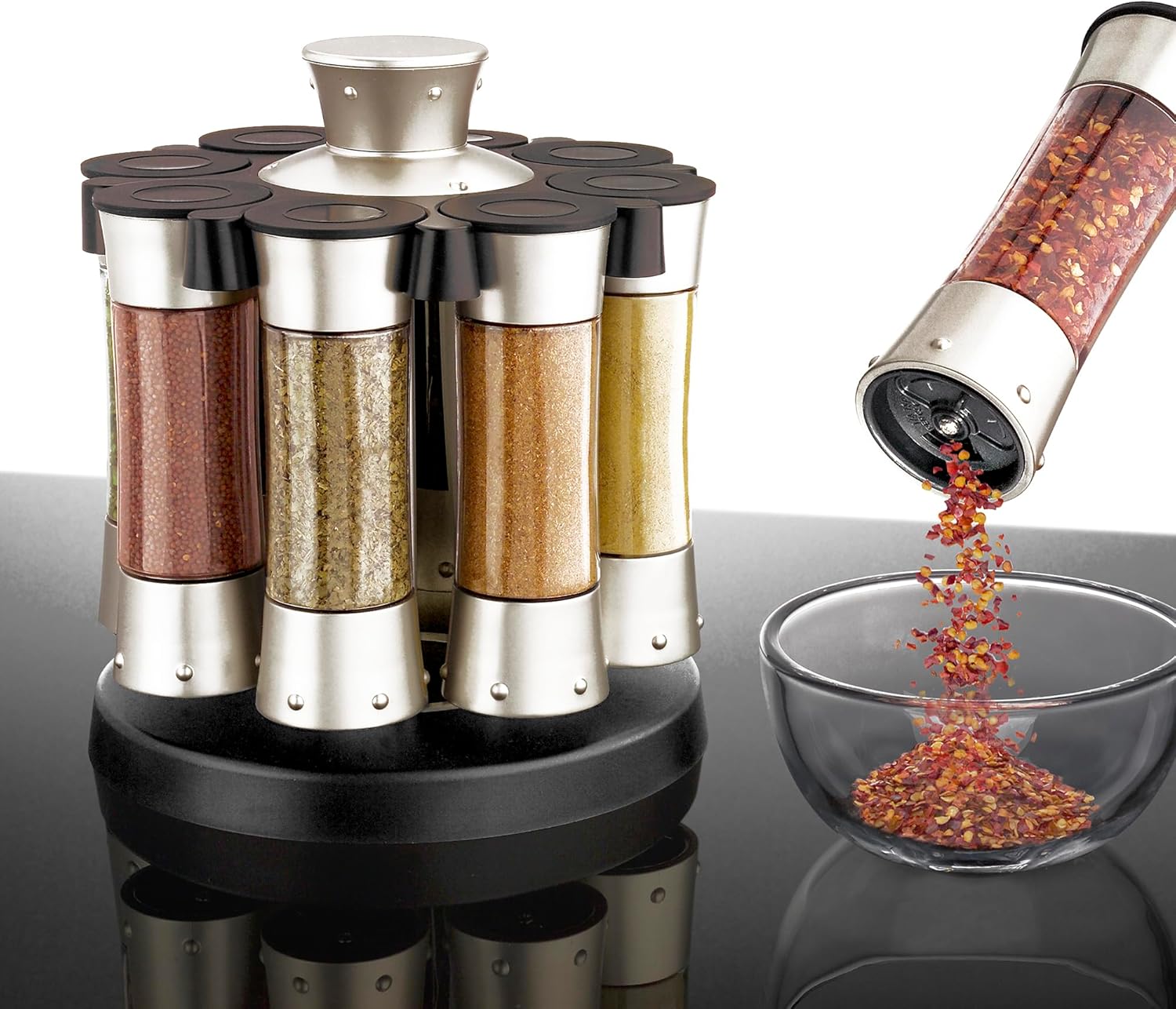 KitchenArt Elite Auto-Measure Spice Carousel with 8 Jars