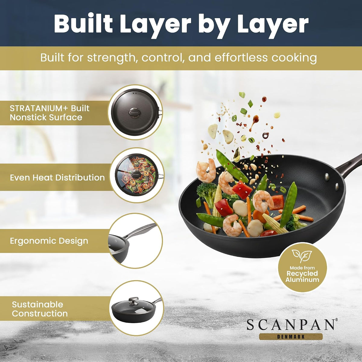 Scanpan Pro SB+ Induction Sauté Pan with Lid – 28 cm / 2.4 L