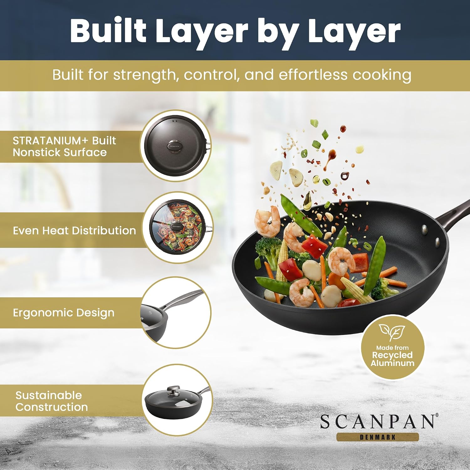 Scanpan Pro SB+ Induction Sauté Pan with Lid – 28 cm / 2.4 L