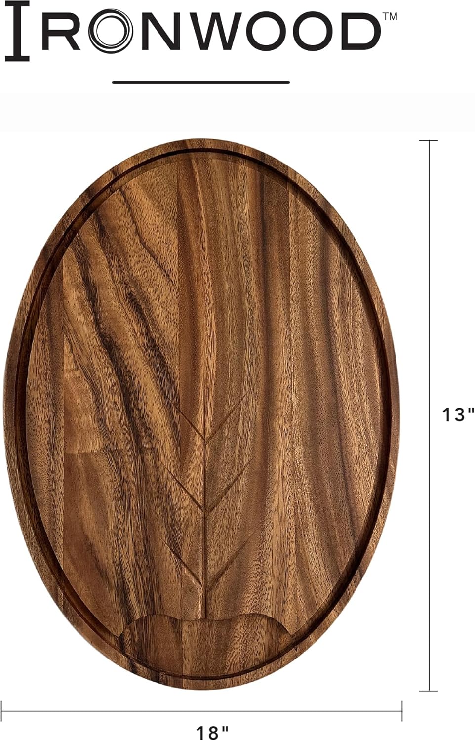 Ironwood Osterbotten Oval Acacia Wood Carving Board with Juice Groove