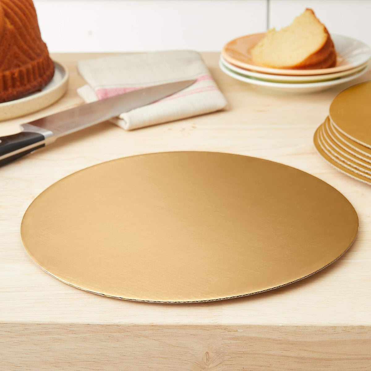 Fox Run Round Gold Cake Base 10" Set of 12