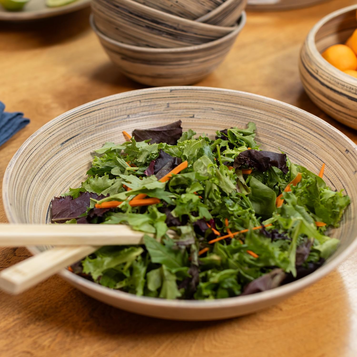 Joyce Chen Lexa Bamboo Salad Bowl – Black – 14 Inch