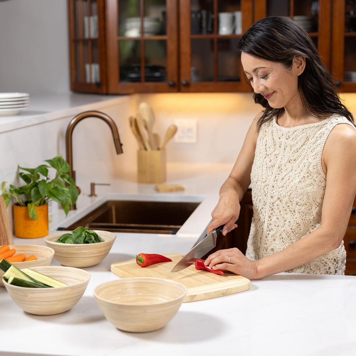 Joyce Chen Lexa Bamboo Salad Bowl Set – Natural – 8 Inch – Set of 4