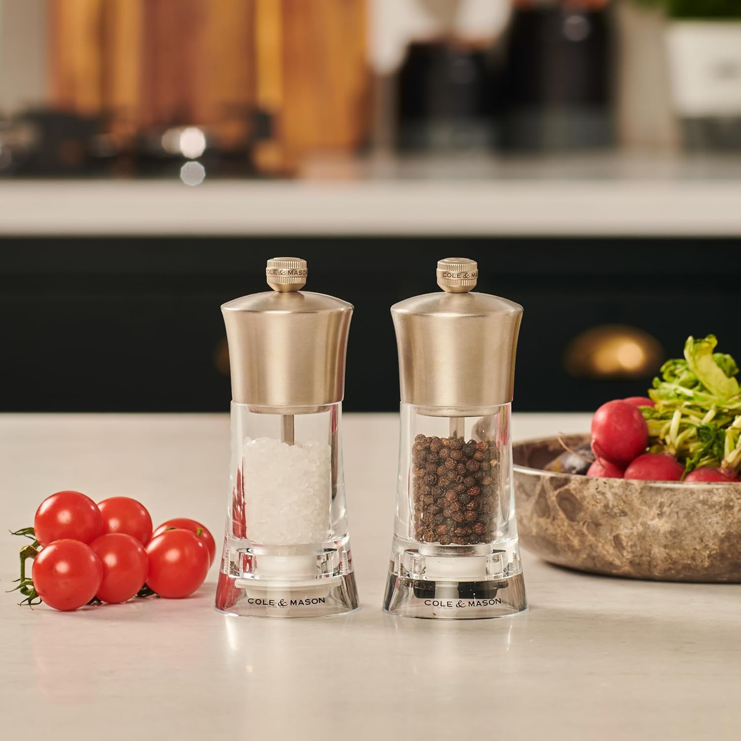Cole & Mason Bromley Pepper Mill – Acrylic & Stainless Steel – 6" / 15 cm