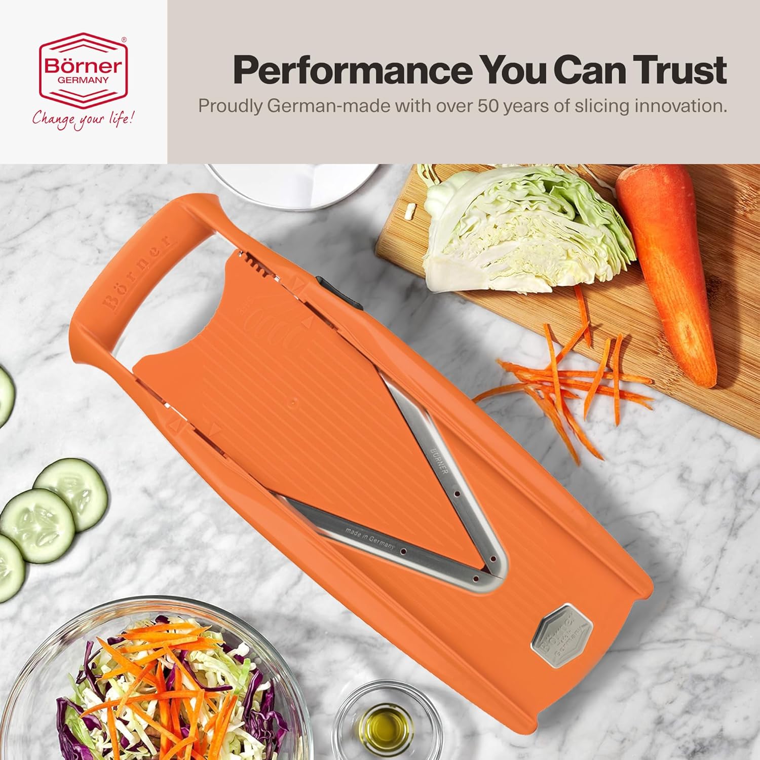 Swissmar Borner V-Power V-Slicer Mandoline Slicer – Orange by Kitchen Niche
