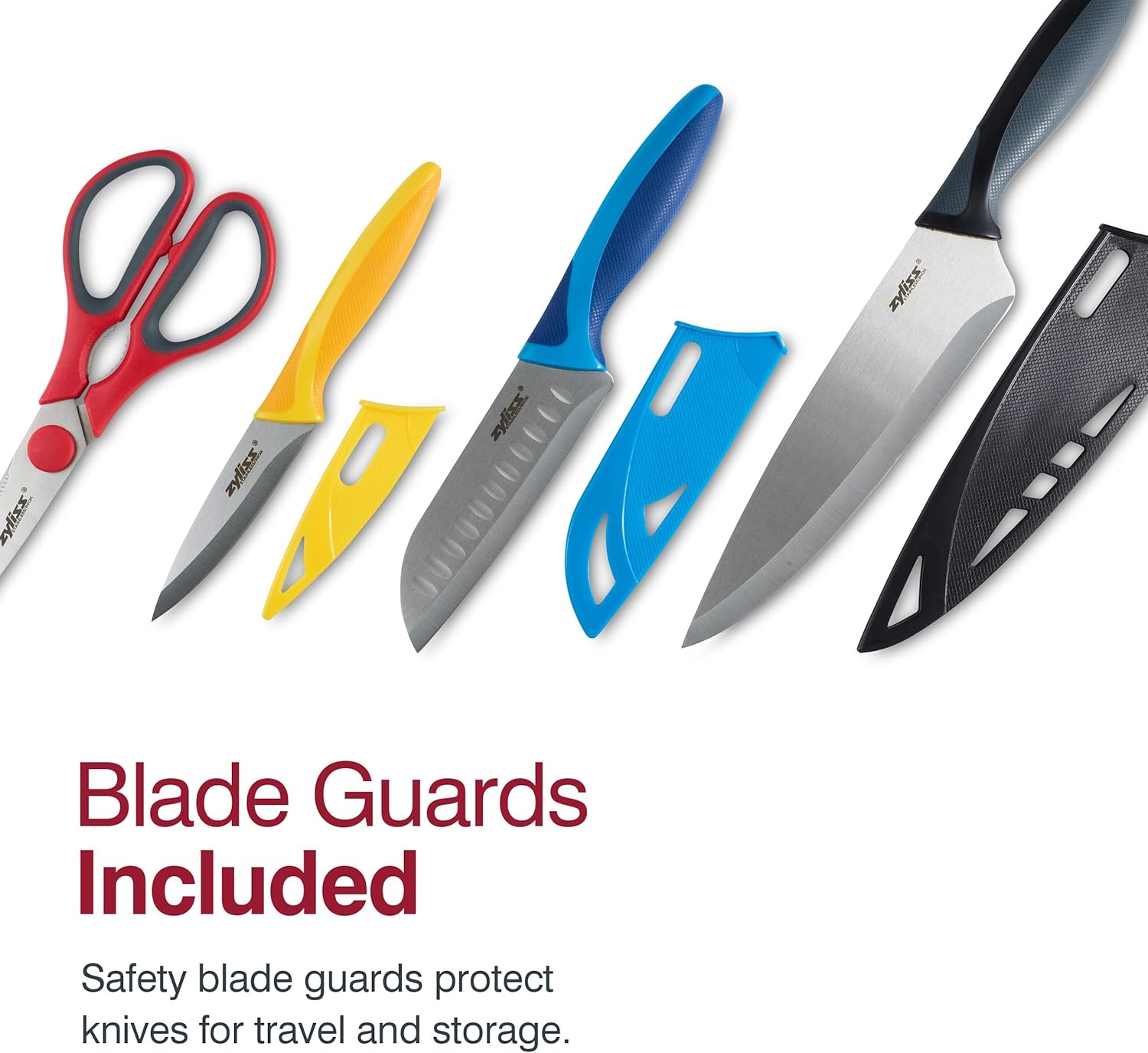 Zyliss Starter Knife & Tool Set – 4pc (Peeler / Mini Santoku / Chef’s Knife / Kitchen Shears) by Kitchen Niche