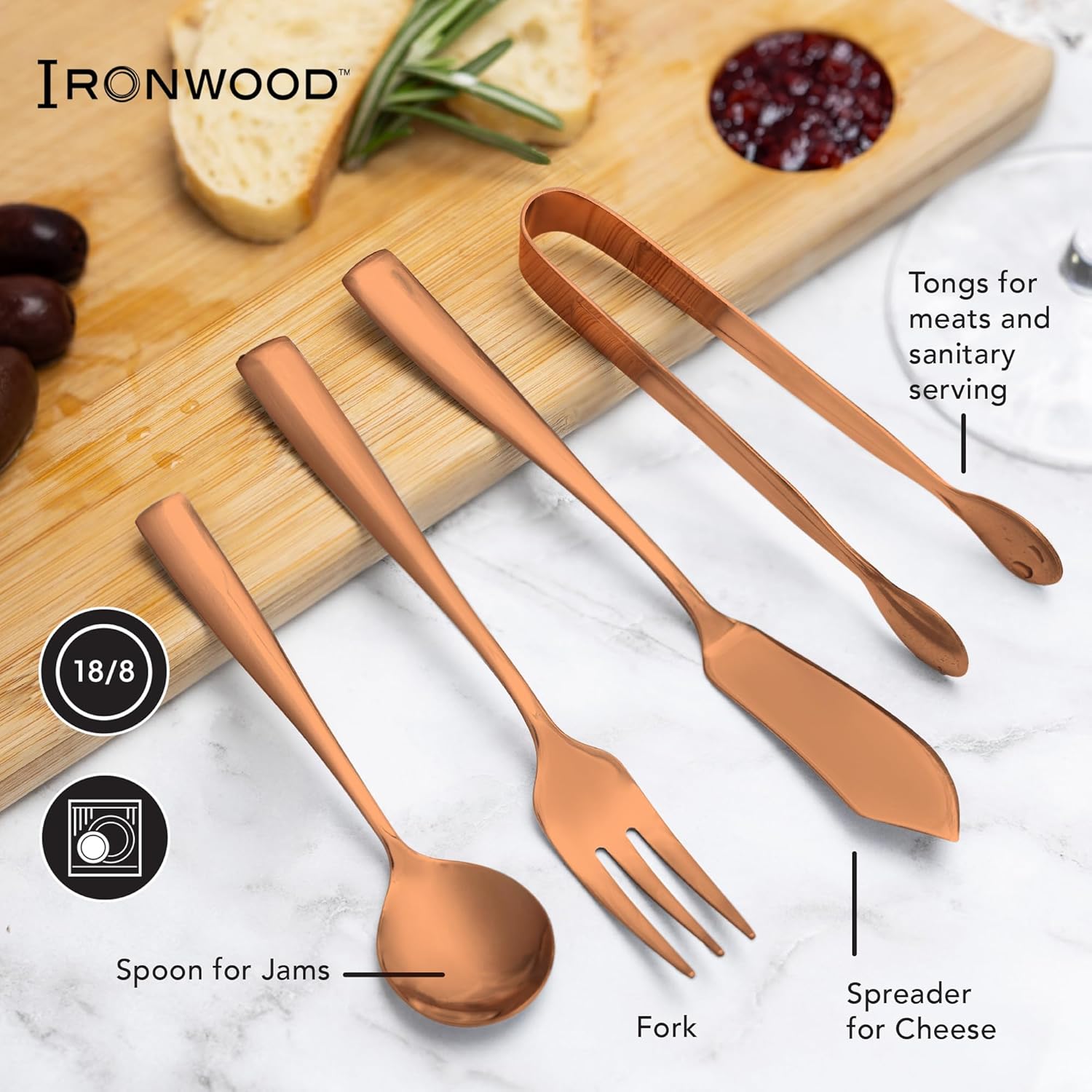 Ironwood Copper Charcuterie Utensil Set of 8