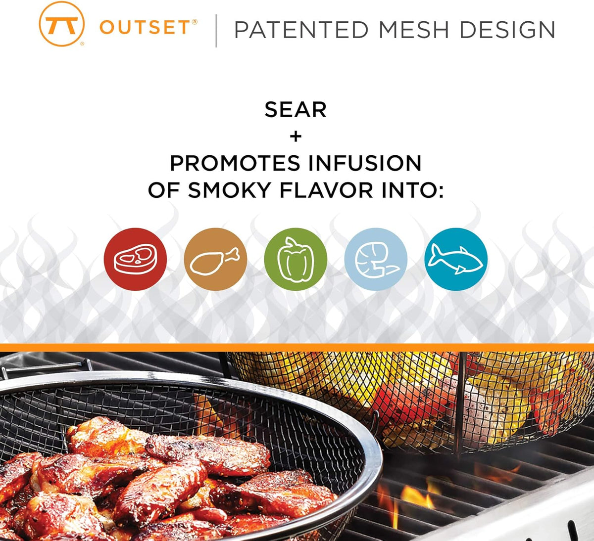 Outset Chef’s Jumbo Grill Basket & Skillet – Removable Handles