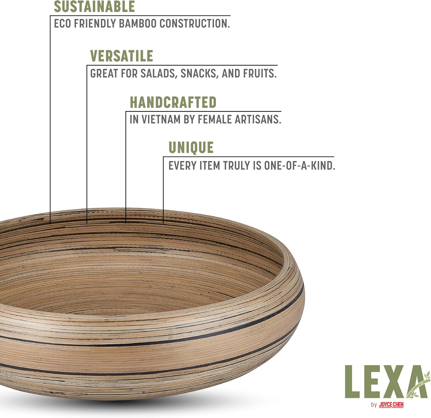 Joyce Chen Lexa Bamboo Fruit Bowl – Black – 12 Inch