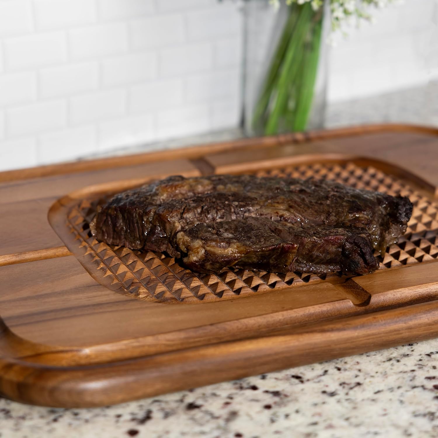 Ironwood Gansevoort Large Acacia Wood Carving Board with Juice Groove