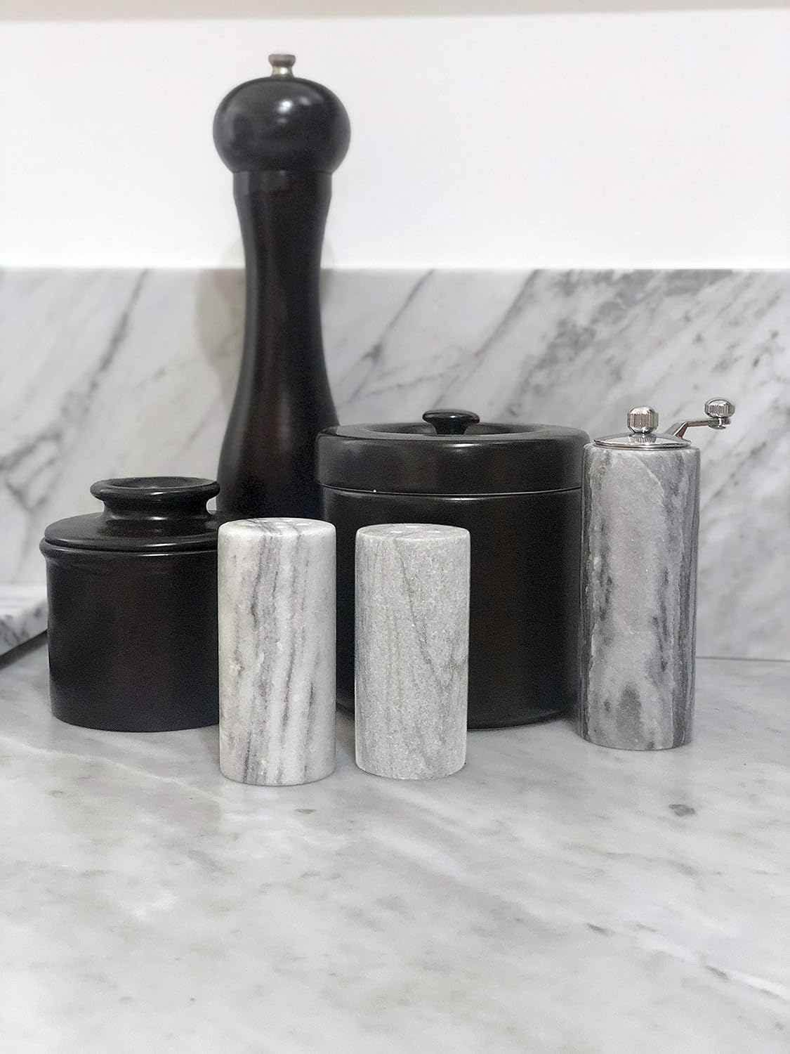 Fox Run White Marble Salt and Pepper Shakers