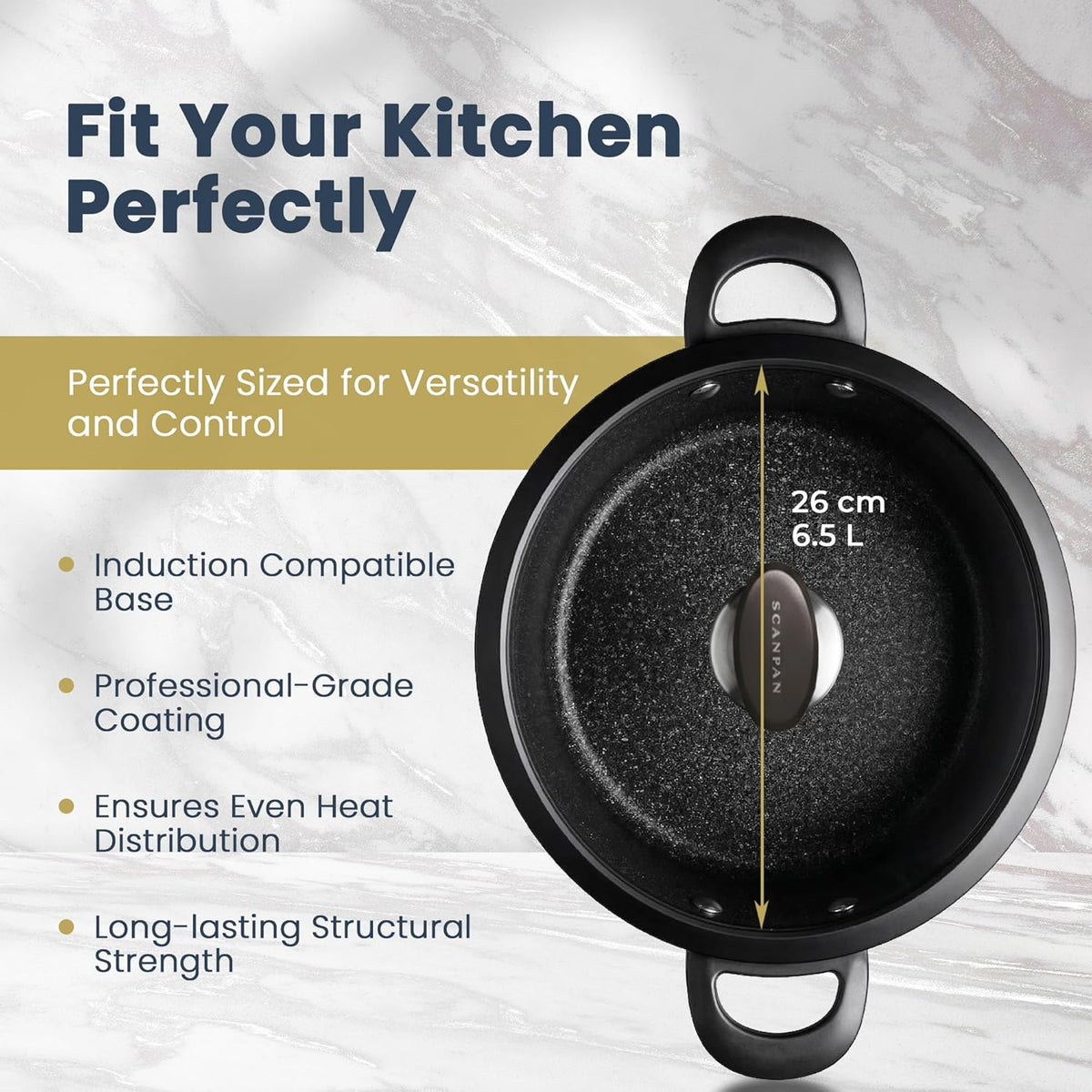 Scanpan Pro SB+ Induction Dutch Oven with Lid – 26 cm / 6.5 L