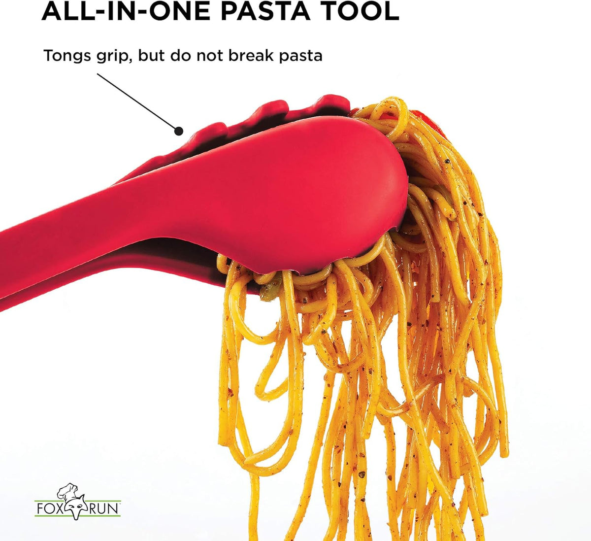Fox Run 2 in 1 Silicone Pasta Serving Tongs with Measurer