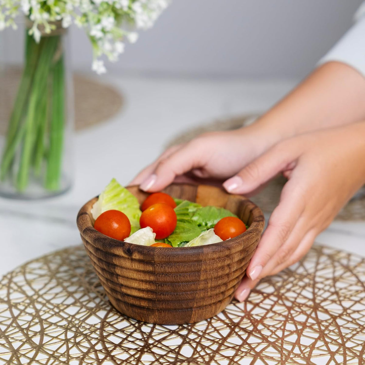 Ironwood Beehive Personal Acacia Wood Salad and Fruit Bowl 6 Inch