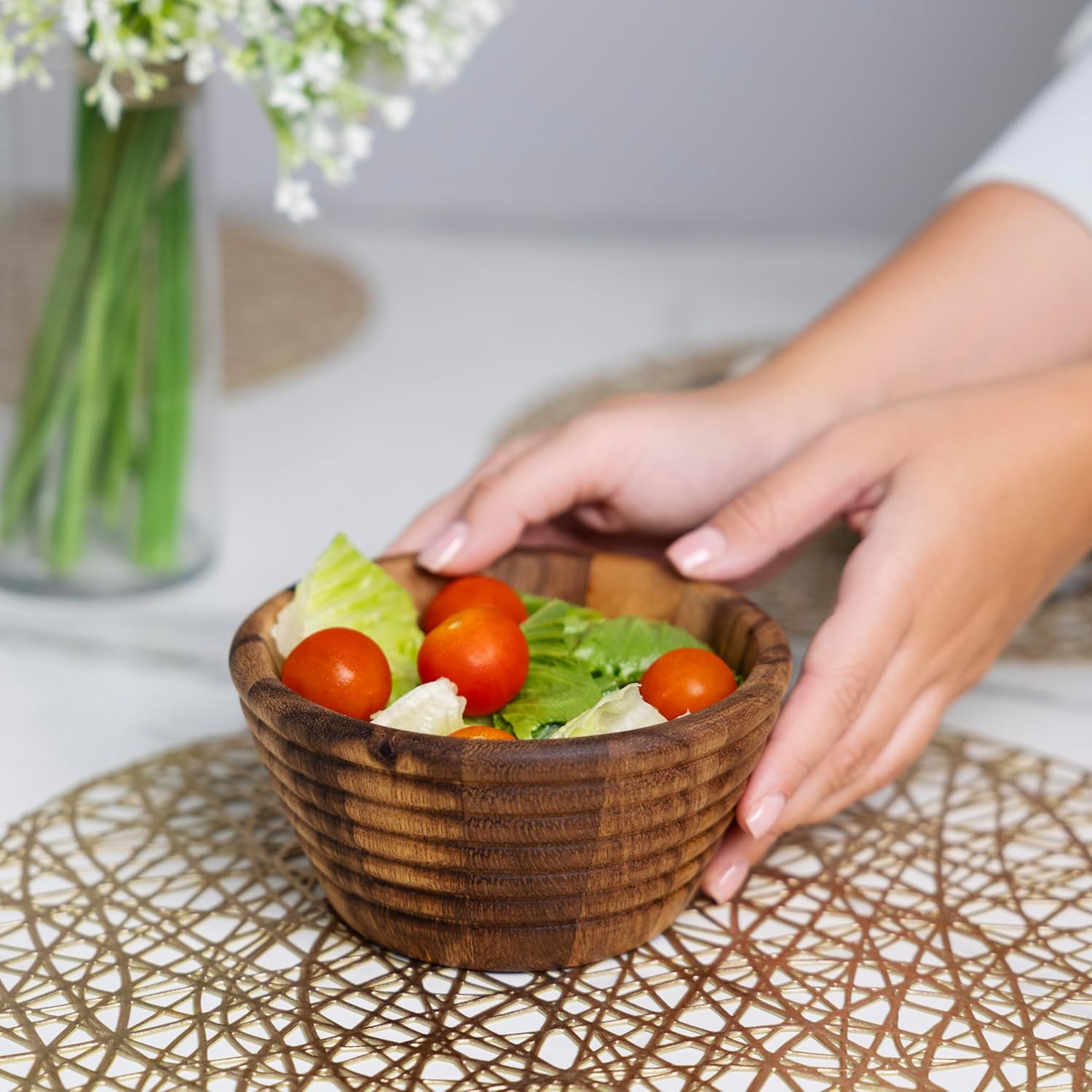 Ironwood Beehive Personal Acacia Wood Salad and Fruit Bowl 6 Inch