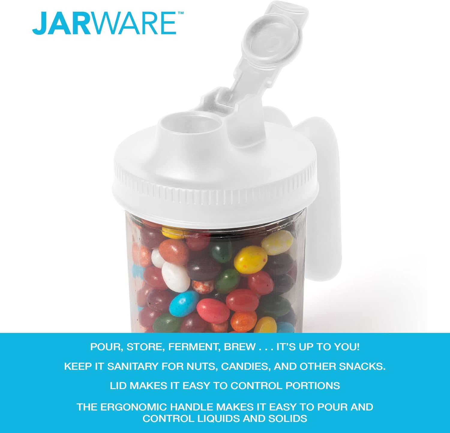 Jarware White Spout Lid Set with Handle