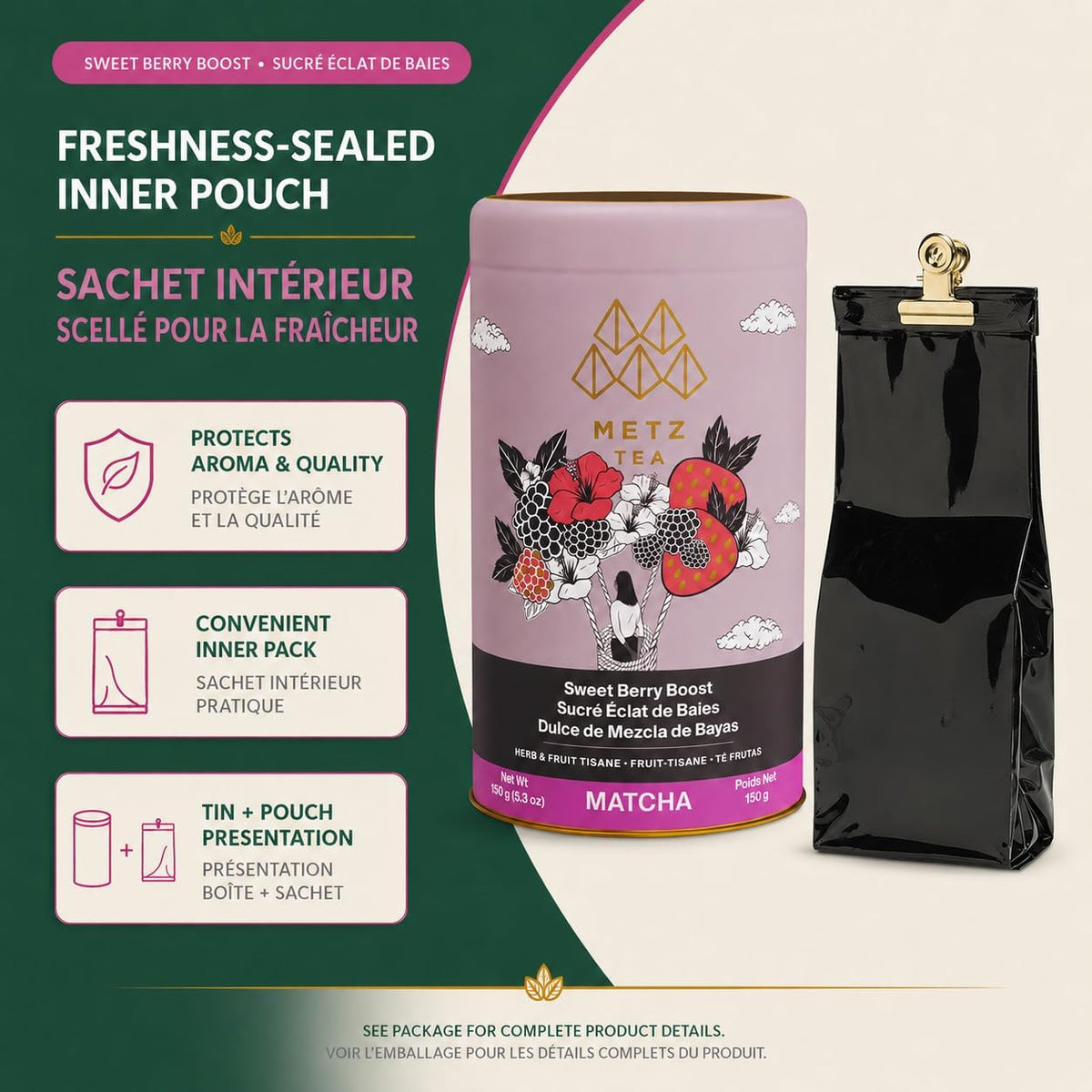 Metropolitan Tea Sweet Matcha Berry Boost Herbal Tea