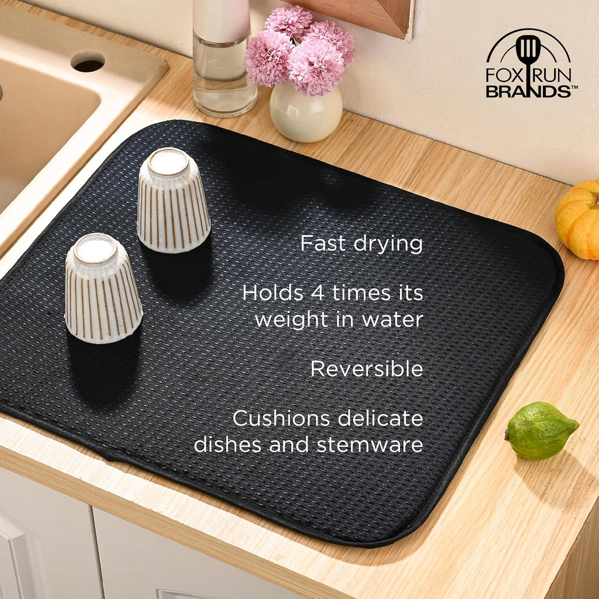 Fox Run Dish Drying Mat 16x18 Black