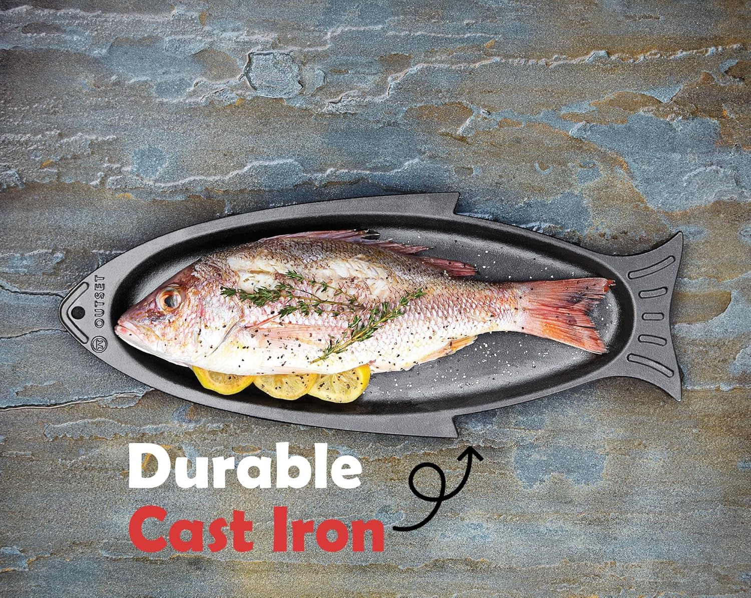 Outset BBQ Fish Grill Pan – Cast Iron