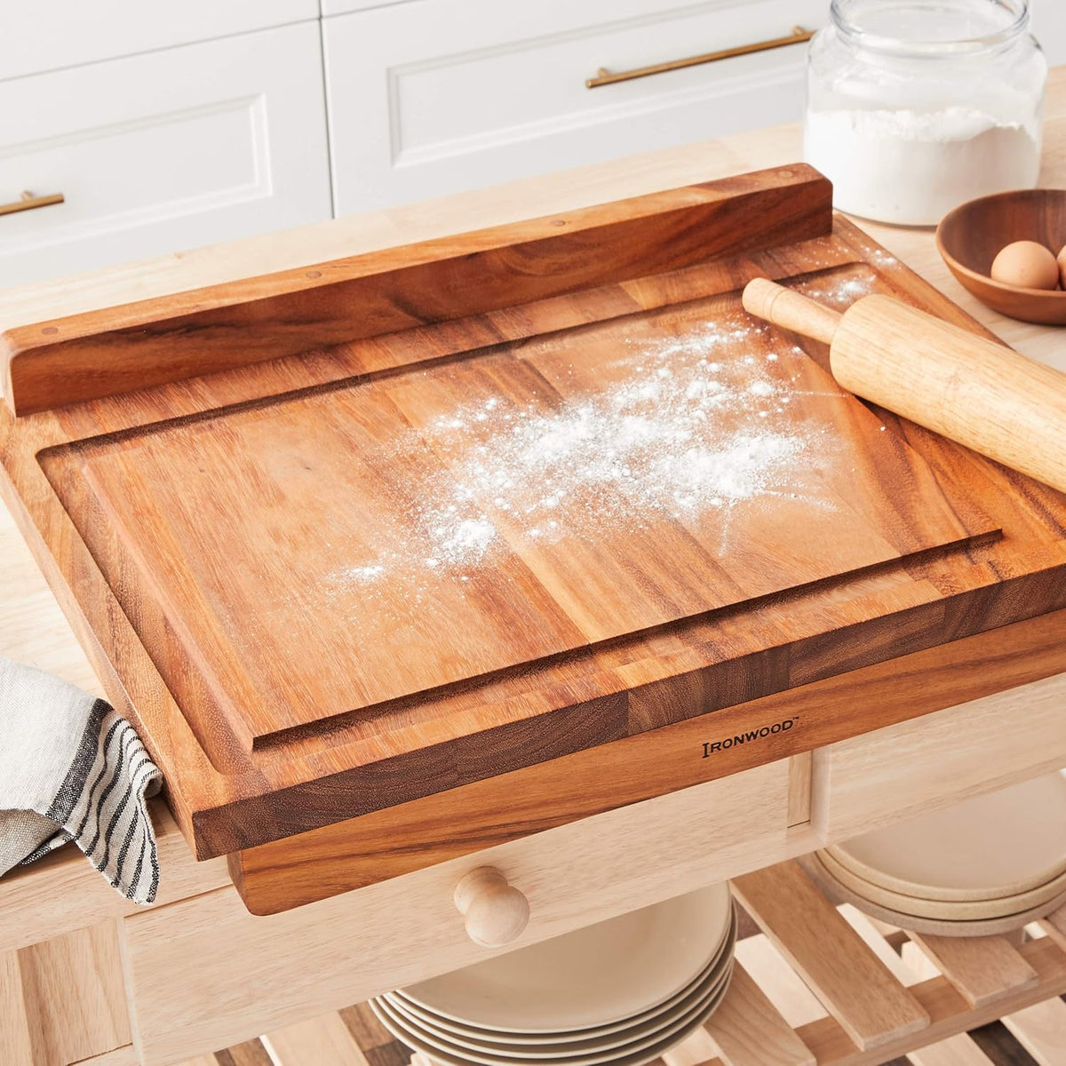Ironwood Lyon Reversible Acacia Wood Pastry Board