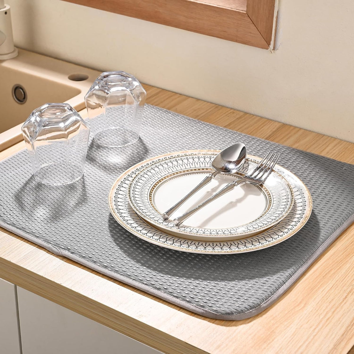 Fox Run Dish Drying Mat 16x18 Gray