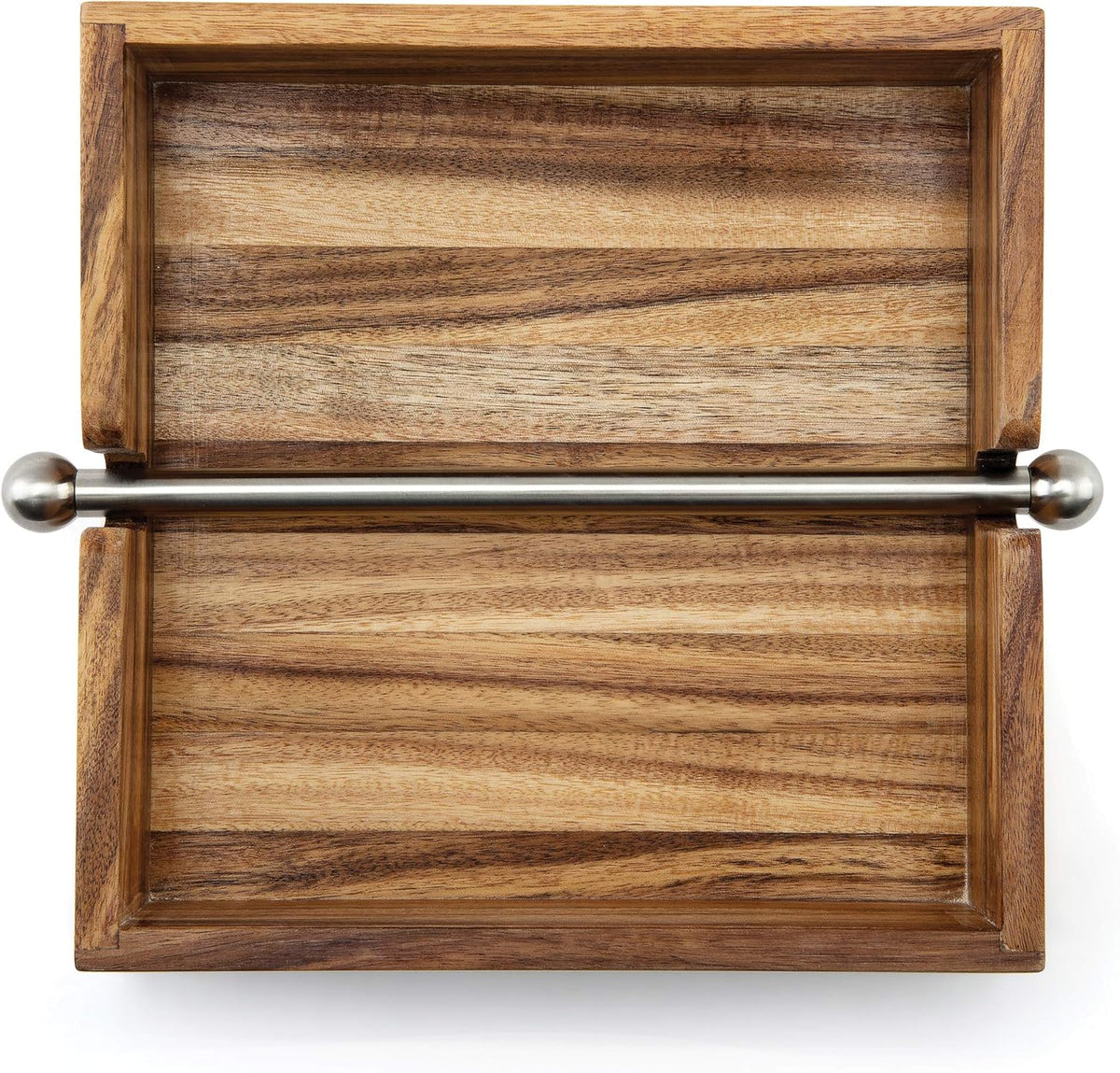 Ironwood Acacia Wood Napkin Holder with Weighted Bar