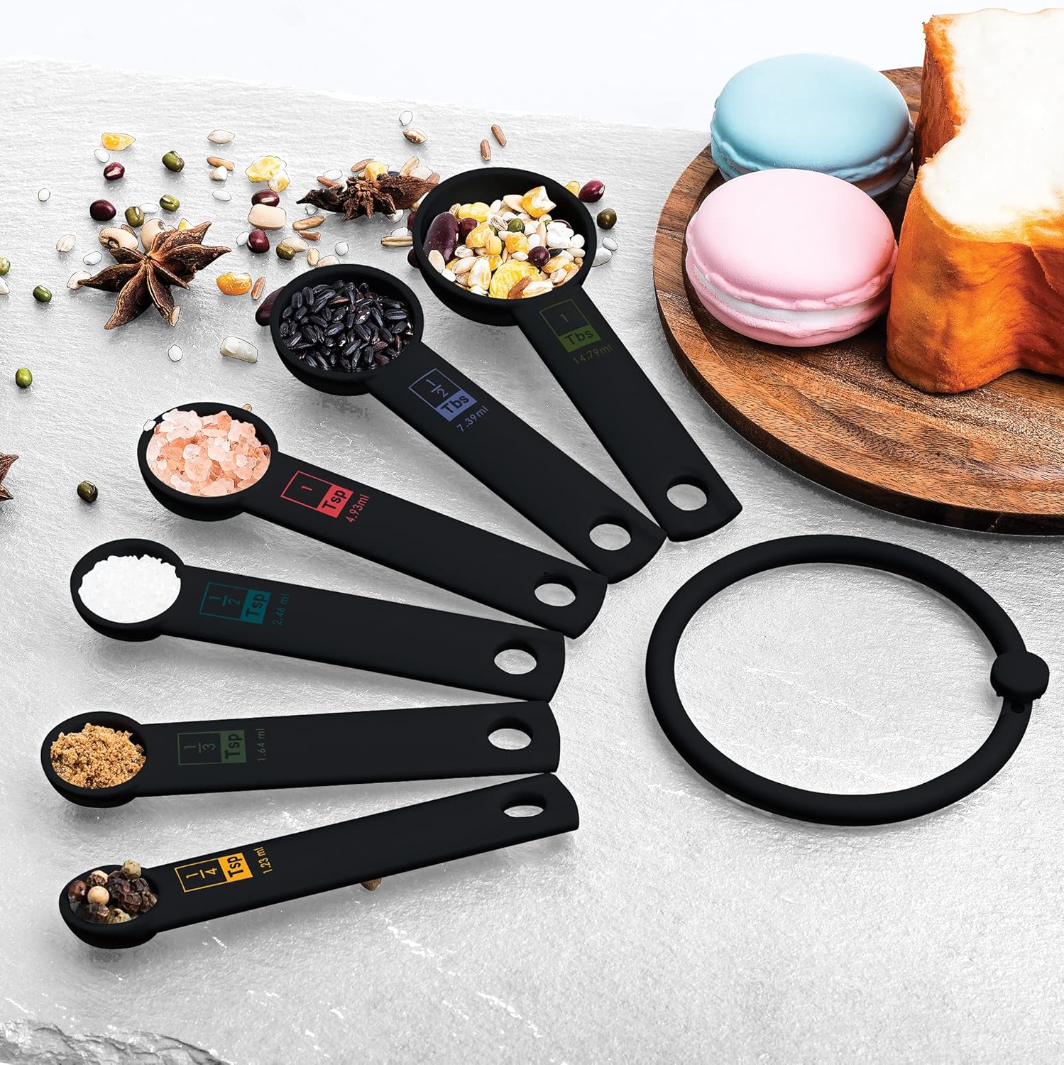Fox Run Black Measuring Spoon Set