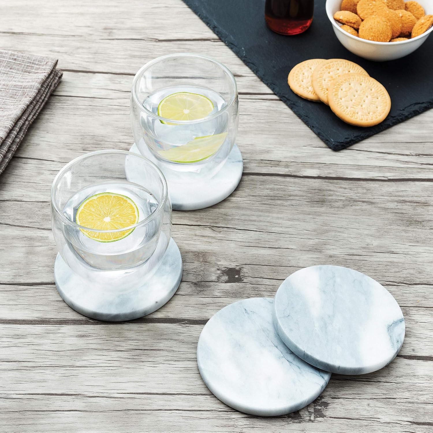 Fox Run White Marble Coaster Set of 4