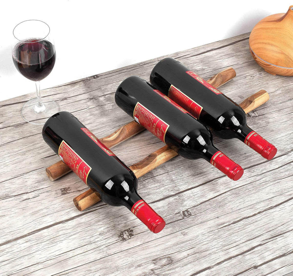 Ironwood Compact Acacia Wood Wine Rack