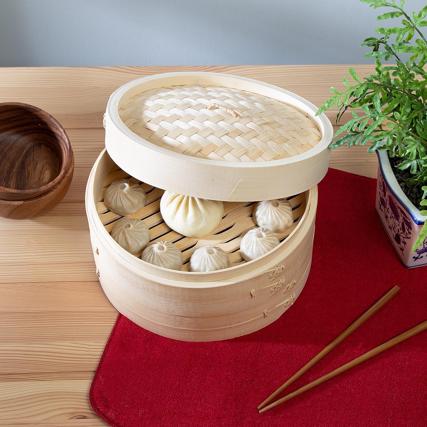 Joyce Chen 2-Tier Bamboo Steamer Baskets, 10-Inch