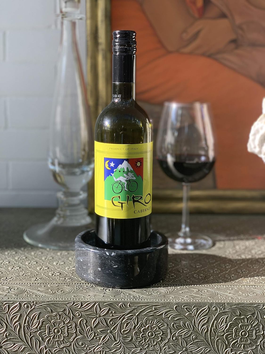 Fox Run Black Marble Wine Coaster