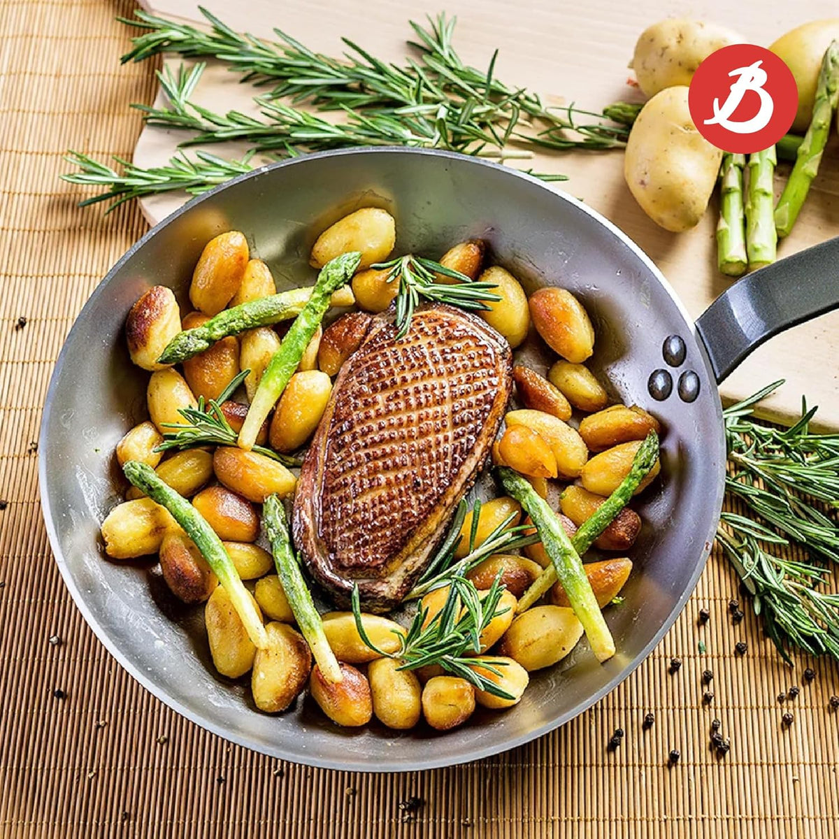De Buyer 12.5" Mineral B Element Round Frying Grill Pan