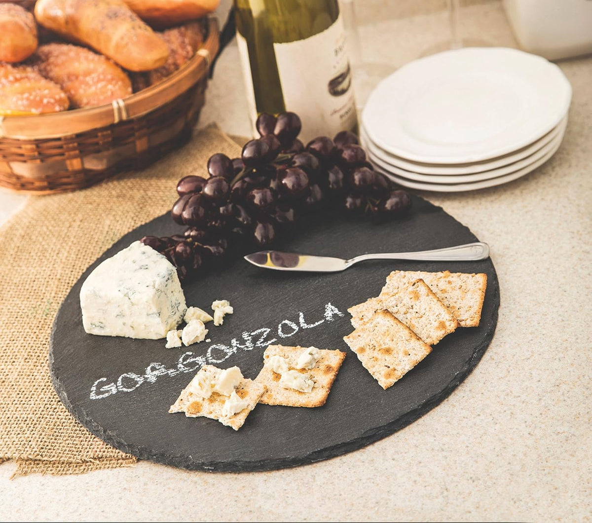 Fox Run Round Slate Cheese Board