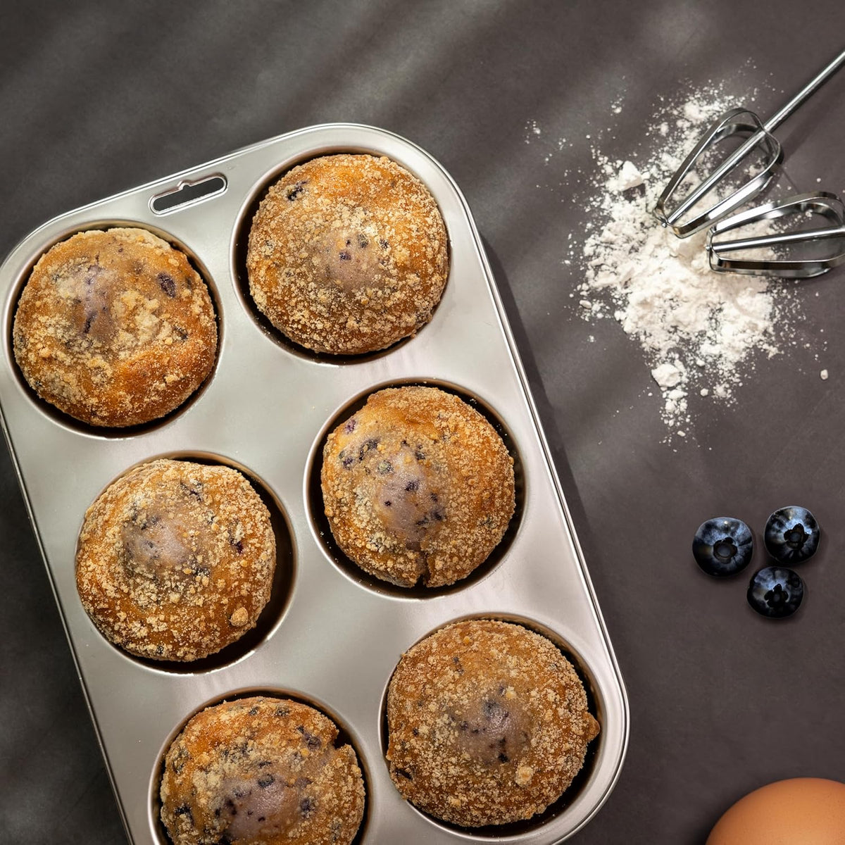 Fox Run Giant Muffin Pan – 6 Cup Stainless Steel