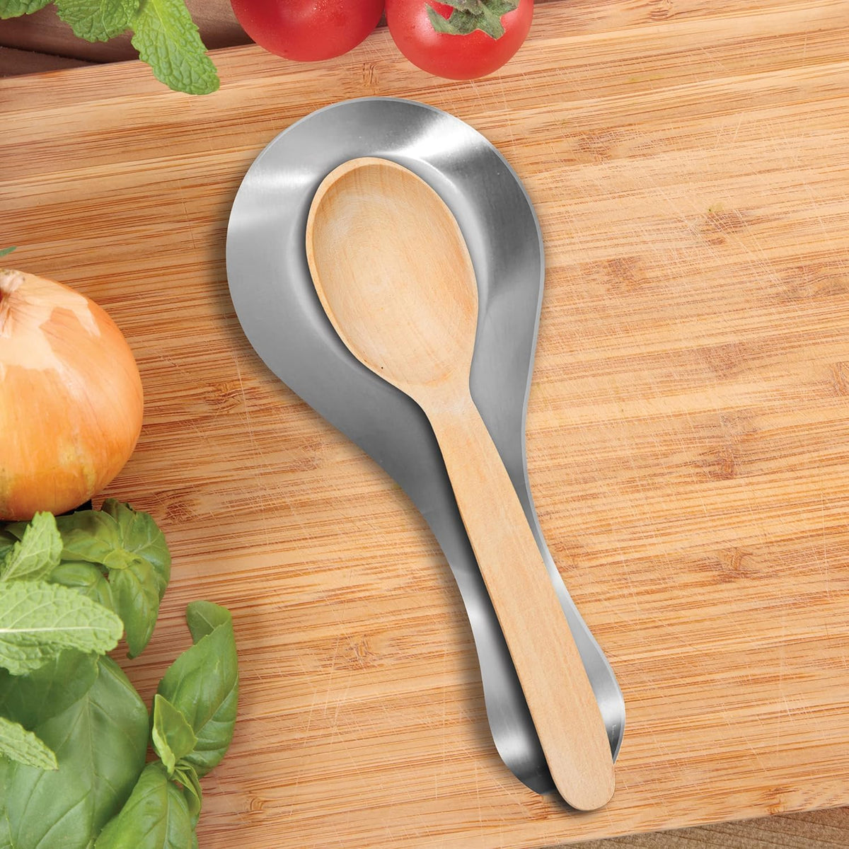 Oggi Curved Spoon Rest – Stainless Steel