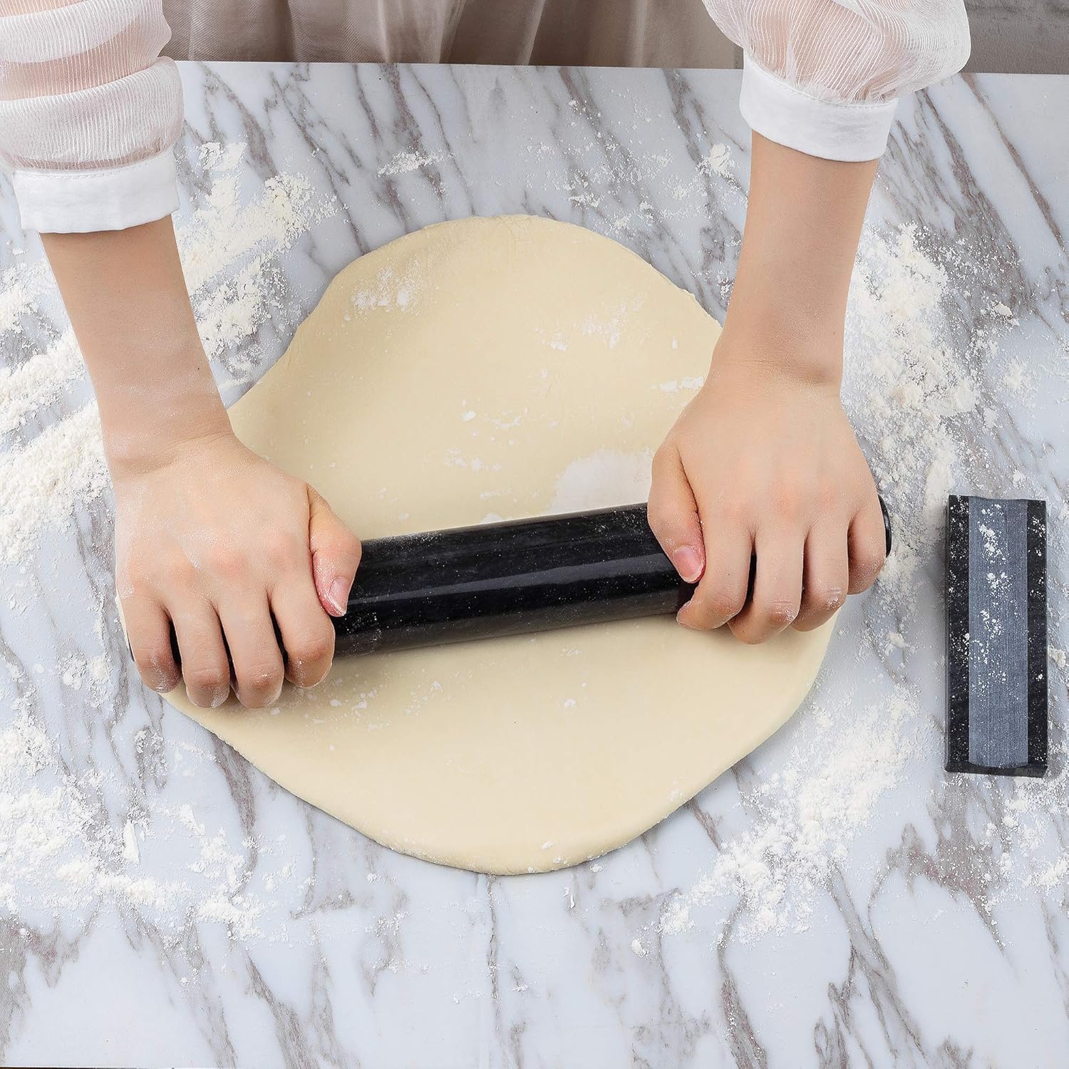 Fox Run Tapered Black Marble French Rolling Pin