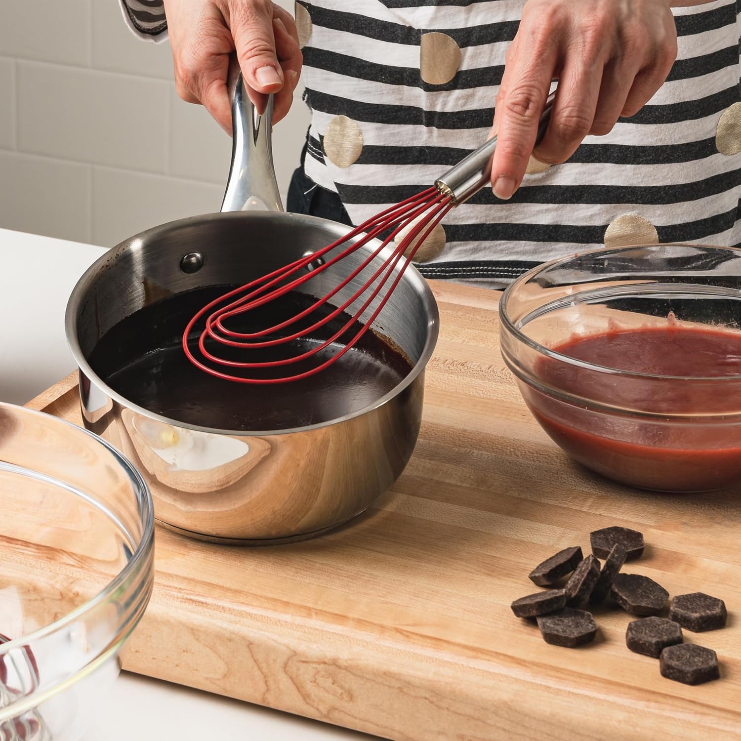 Cuisipro Flat Whisk (4 wires) – 8" / 20 cm – Silicone Red Cuisipro by Kitchen Niche