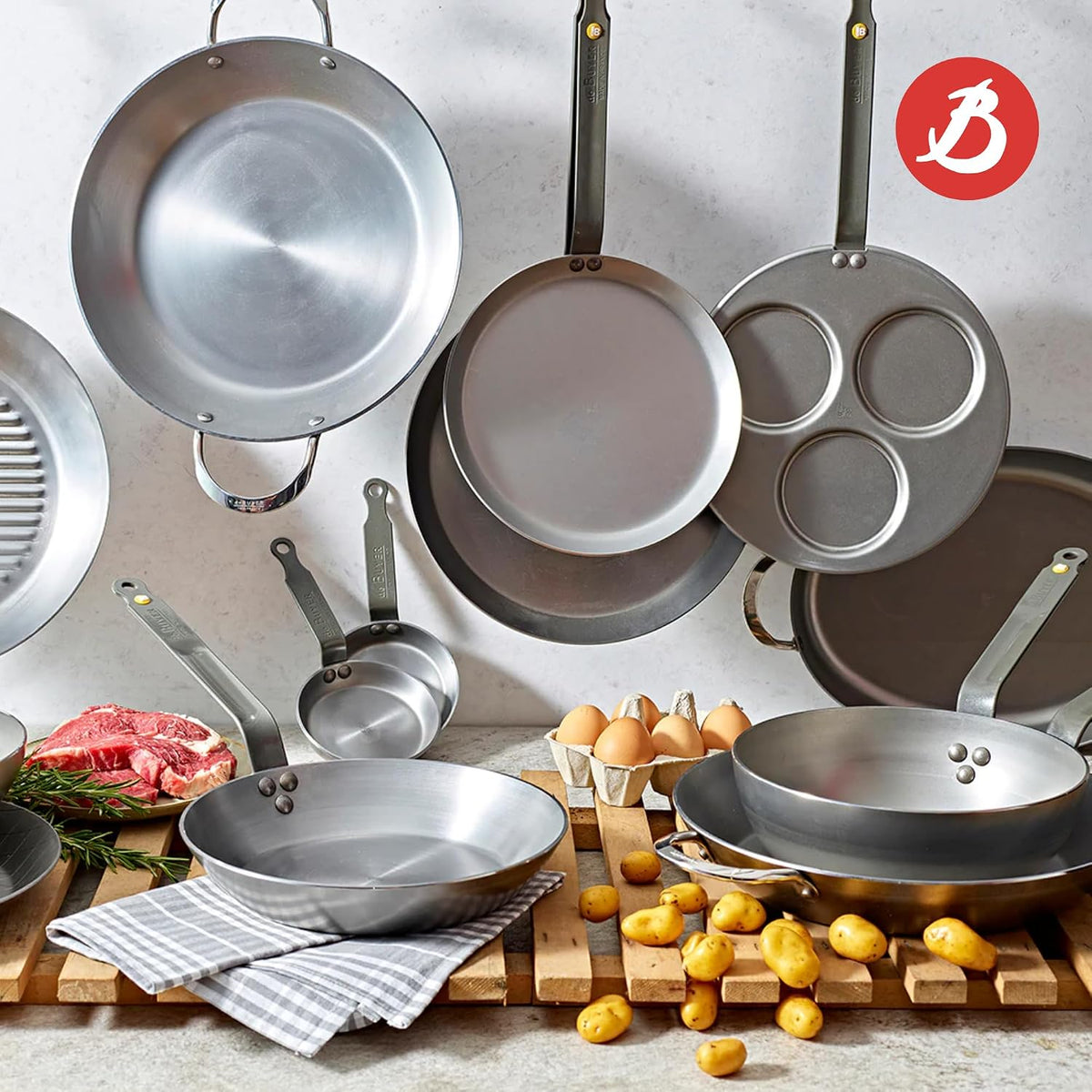 De Buyer Mineral B Element Steel Round Pancake Pan – 24 cm