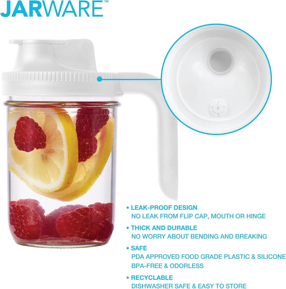 Jarware White Spout Lid Set with Handles