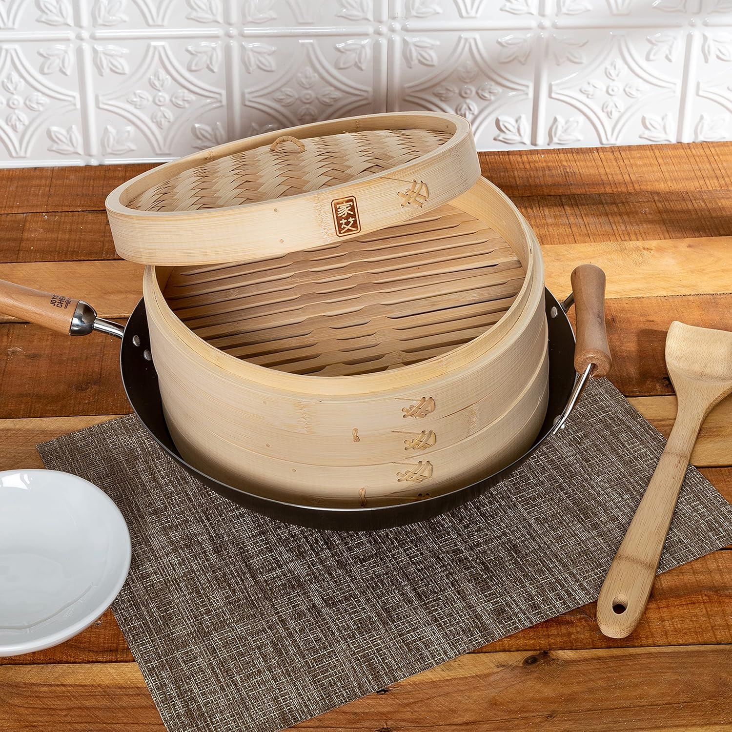 Joyce Chen 2-Tier Bamboo Steamer Baskets, 12-Inch