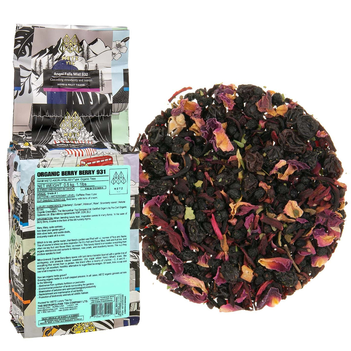 Metropolitan Tea Metz Organic Berry Berry Loose Leaf Tea 1.1 lbs