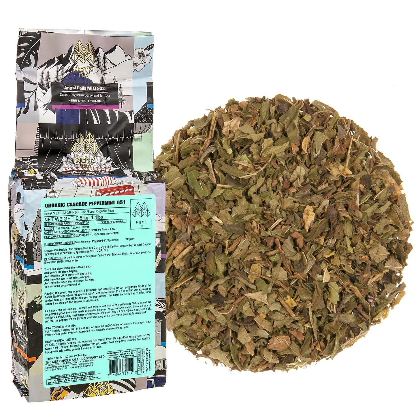 Metropolitan Tea Metz Organic Cascade Peppermint Loose Leaf Tea 0.88 lbs