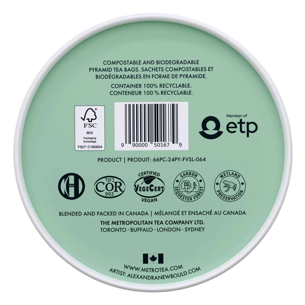 Metropolitan Tea M21 Chocolate Mint – Can of 24 Tea Bags by Kitchen Niche