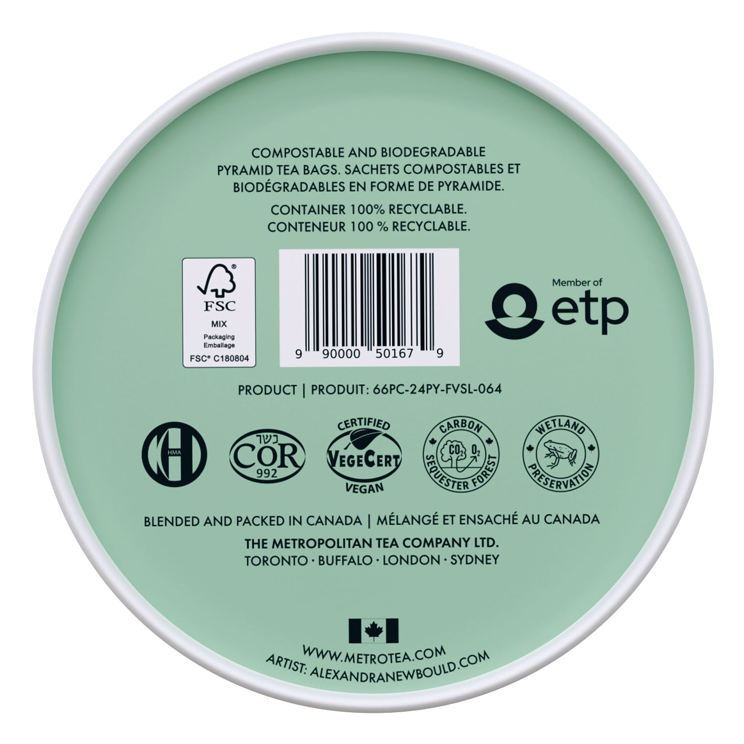 Metropolitan Tea M21 Chocolate Mint – Can of 24 Tea Bags by Kitchen Niche