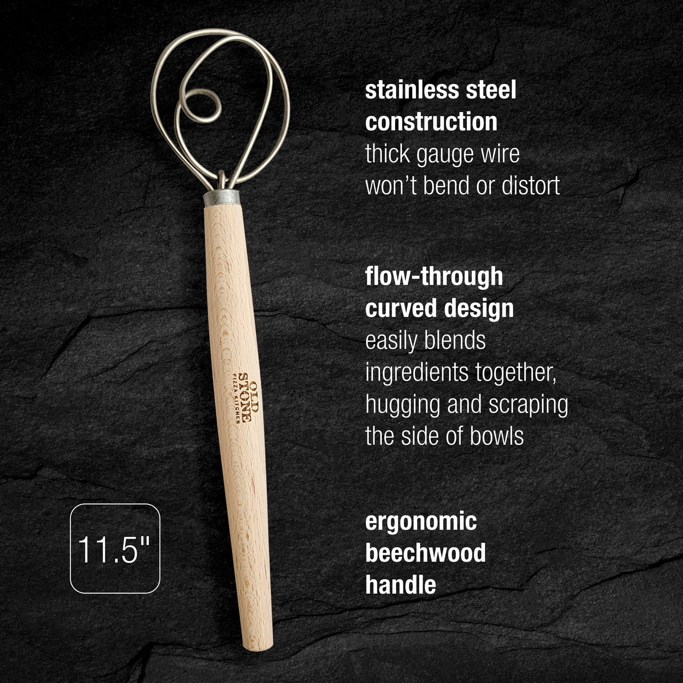 Old Stone Pizza Kitchen  Dough Whisk, 11.5-Inch Old Stone Pizza Kitchen by Kitchen Niche