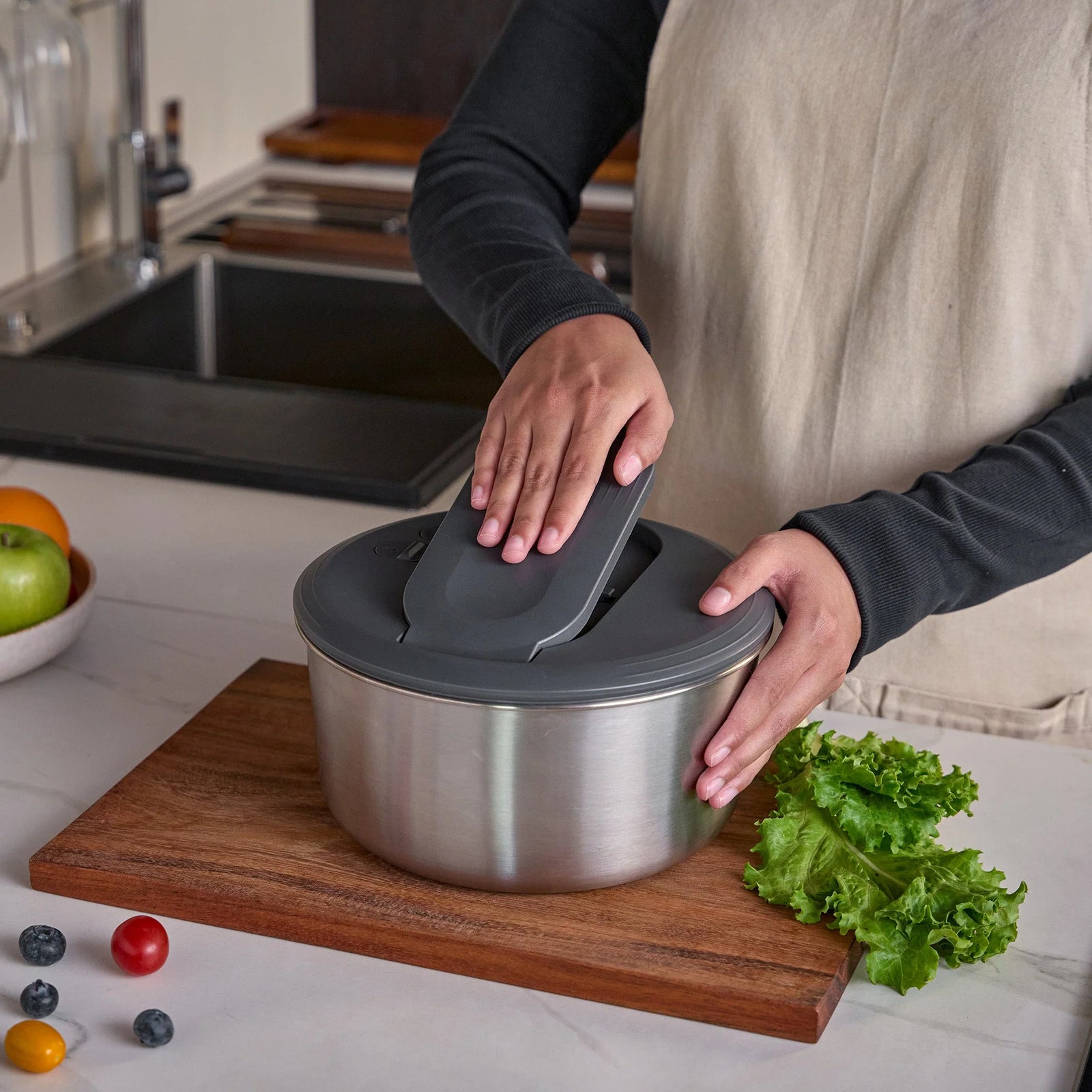 Zyliss Swift Dry Salad Spinner Stainless Steel – Large