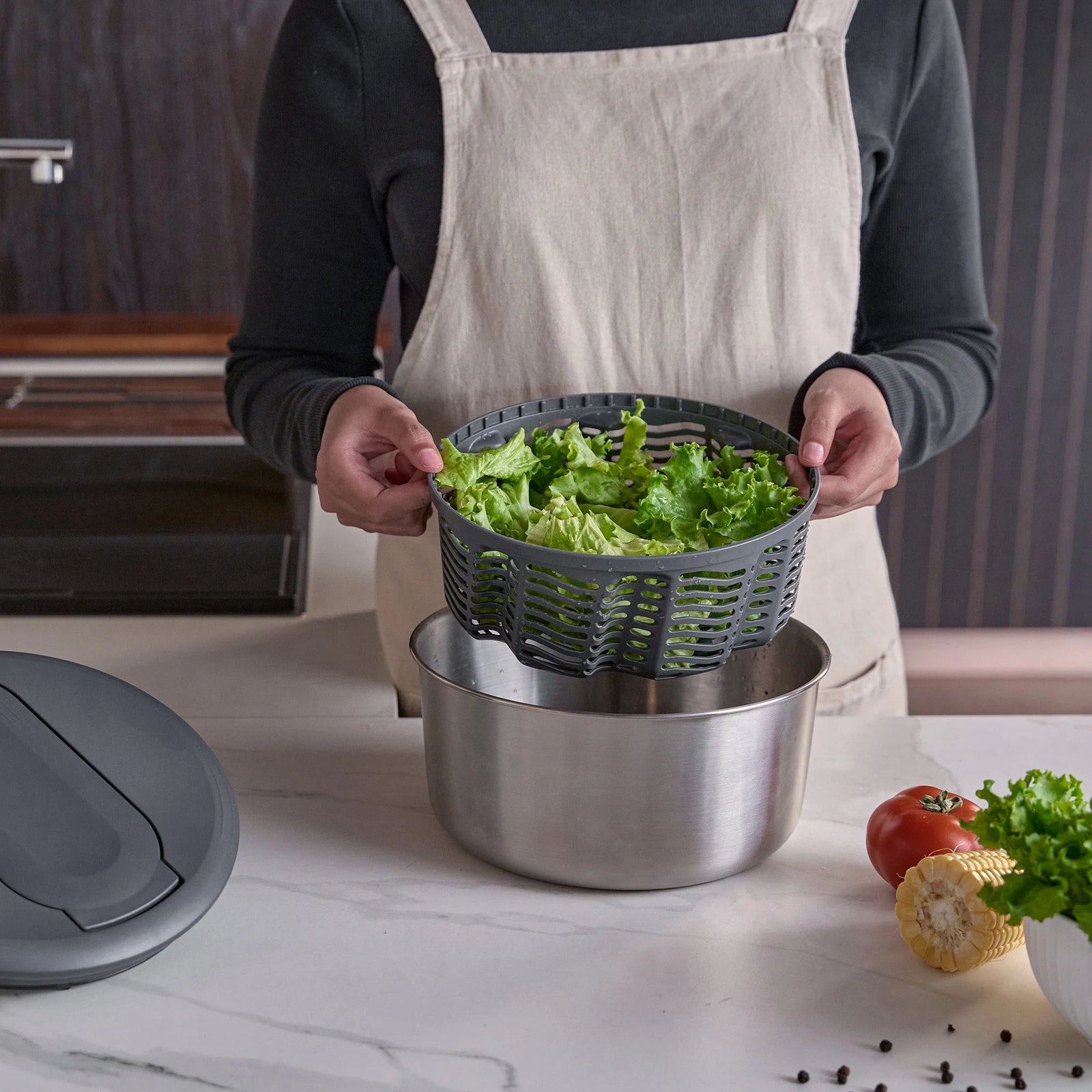 Zyliss Swift Dry Salad Spinner Stainless Steel – Small