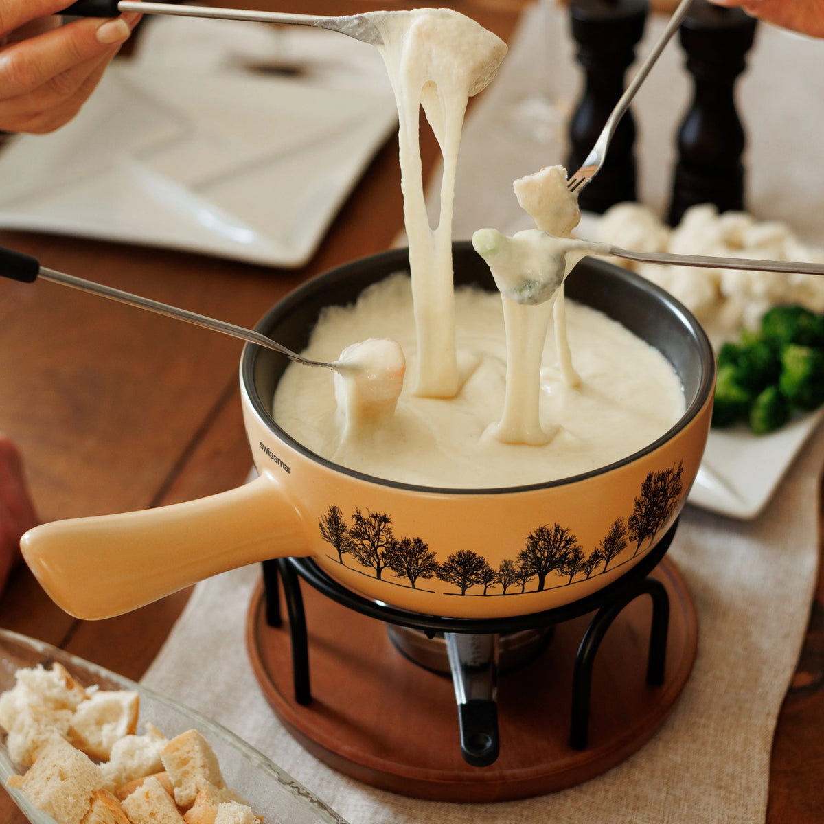 Swissmar Jura 9 Pc. Ceramic Cheese Fondue Set
